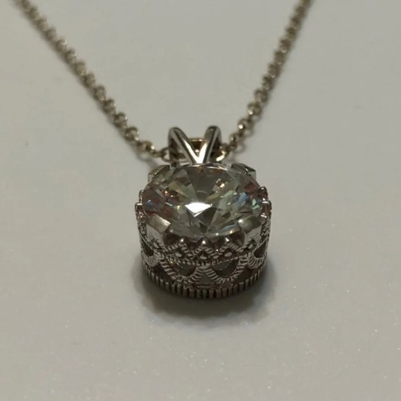 Victorian Sterling Silver Cubic Zirconia Pendant - Picture 6 of 11